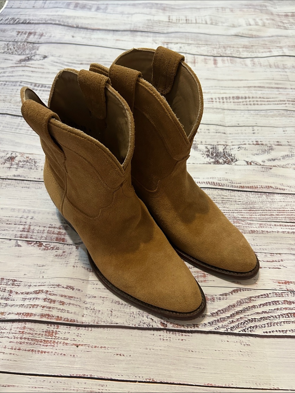 Tecovas The Lucy Tan Suede Western Ankle Boots